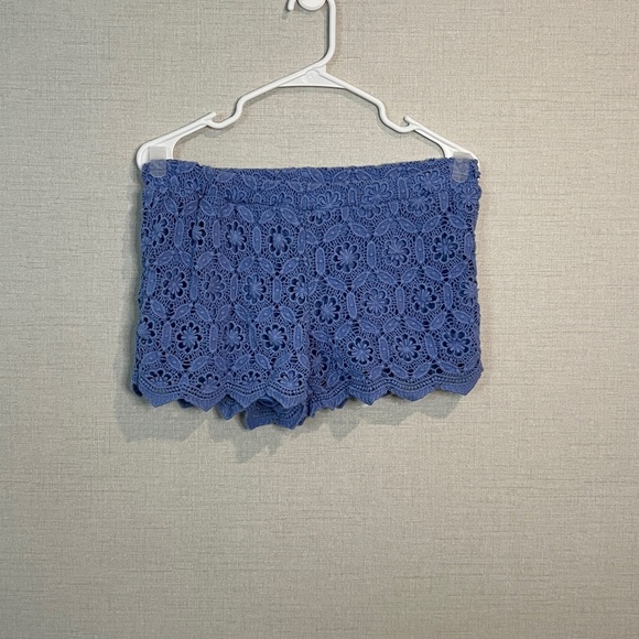 Aeropostale Pants - Aeropostale Aero Blue Crochet Double Lined Short Shorts Women’s Size Medium